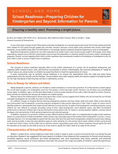 School Readiness—Preparing Children for Kindergarten and Beyond: Information for Parents