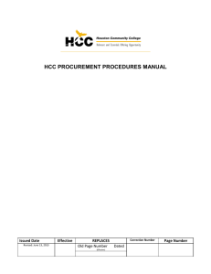HCC PROCUREMENT PROCEDURES MANUAL Issued Date Effective
