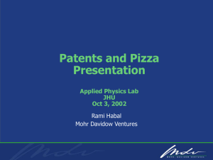 Patents and Pizza Presentation Applied Physics Lab JHU