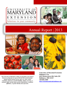 Annual Report | 2013 University of Maryland Extension- Baltimore City