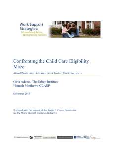 Confronting the Child Care Eligibility Maze Gina Adams, The Urban Institute