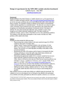 Design of experiments for the NIPS 2003 variable selection benchmark