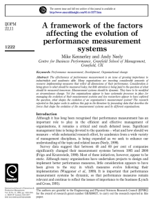 A framework of the factors affecting the evolution of performance measurement systems