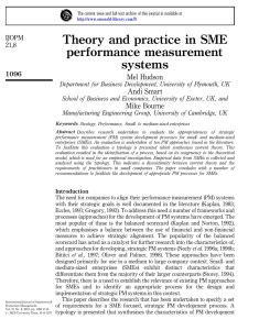Theory and practice in SME performance measurement systems Mel Hudson
