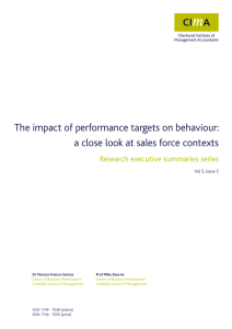 The impact of performance targets on behaviour: Research executive summaries series