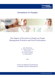 Investors in People  The Impact of Investors in People on People