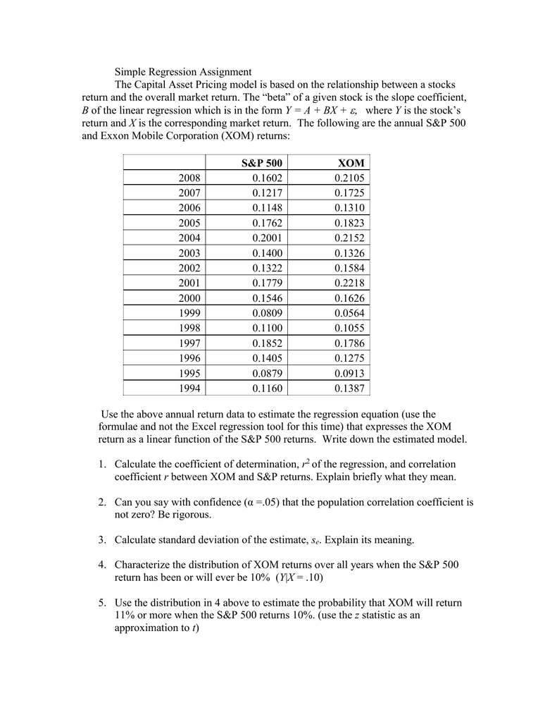 standard deviation excel linear regression