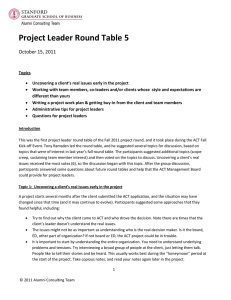 Project Leader Round Table 5 October 15, 2011