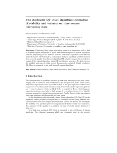 The stochastic QT–clust algorithm: evaluation of stability and variance on time–course