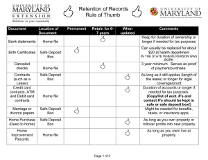   Retention of Records Rule of Thumb