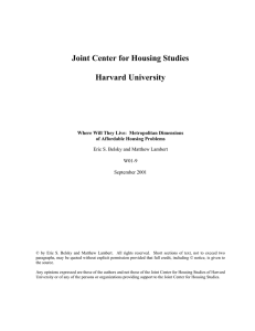 Joint Center for Housing Studies Harvard University of Affordable Housing Problems