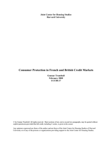 Consumer Protection in French and British Credit Markets Harvard University