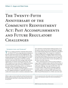 The Twenty-Fifth Anniversary of the Community Reinvestment Act: Past Accomplishments