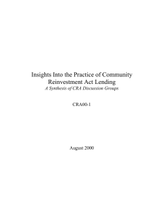 Insights Into the Practice of Community Reinvestment Act Lending CRA00-1