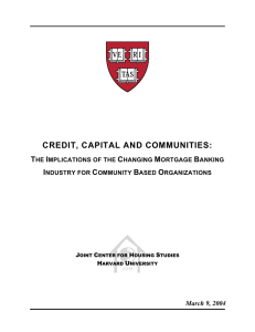 CREDIT, CAPITAL AND COMMUNITIES: T I