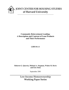 JOINT CENTER FOR HOUSING STUDIES of Harvard University Low-Income Homeownership Working Paper Series