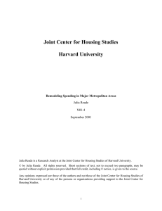 Joint Center for Housing Studies Harvard University Julia Reade