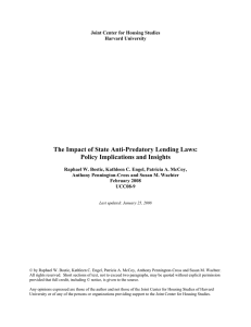The Impact of State Anti-Predatory Lending Laws: Policy Implications and Insights