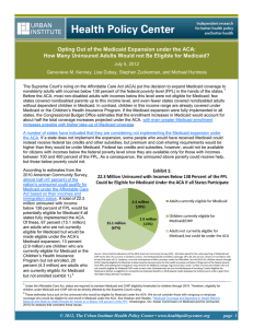 Opting Out of the Medicaid Expansion under the ACA: