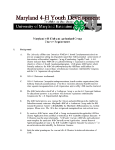 Maryland 4-H Club and Authorized Group Charter Requirements