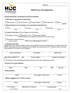 SEVIS Form I-20 Application