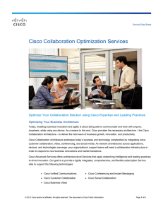 Cisco Collaboration Optimization Services  Optimizing Your Business Architecture