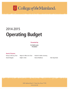 Operating Budget 2014-2015 Presented by: Dr. Beth Lewis