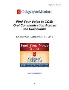 Find Your Voice at COM: Oral Communication Across the Curriculum