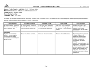 COURSE ASSESSMENT REPORT (CAR) Course Prefix, Number and Title: Division/Unit: