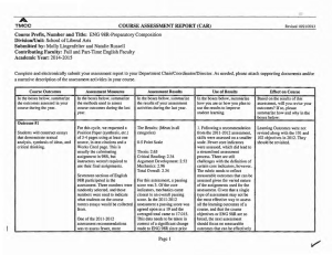 A TMCC COURSE ASSESSMENT REPORT (CAR) Course Prefix, Number and Title: