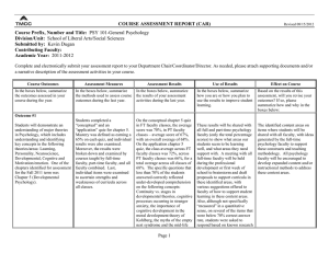 COURSE ASSESSMENT REPORT (CAR) Course Prefix, Number and Title: Division/Unit: