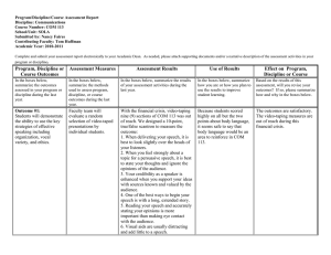 Program/Discipline/Course Assessment Report Discipline: Communications Course Number: COM 113 School/Unit: SOLA