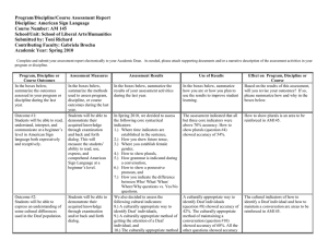 Program/Discipline/Course Assessment Report Discipline: American Sign Language Course Number: AM 145