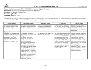 COURSE ASSESSMENT REPORT (CAR) Course Prefix, Number and Title: School/Unit: