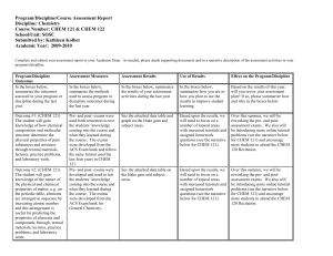 Program/Discipline/Course Assessment Report Discipline: Chemistry Course Number: CHEM 121 &amp; CHEM 122