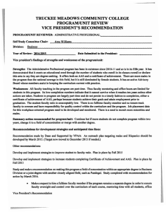 TRUCKEE MEADOWS COMMUNITY COLLEGE PROGRAM/UNIT REVIEW VICE PRESIDENT'S RECOMMENDATION