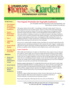 MARYLAND INFORMATION CENTER Two Organic Pesticides for Vegetable Gardeners July - August 2010