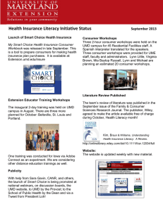 Health Insurance Literacy Initiative Status September 2013