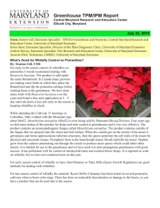 Greenhouse TPM/IPM Report  July 23, 2015