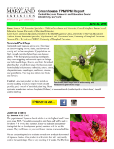 Greenhouse TPM/IPM Report  June 30, 2015