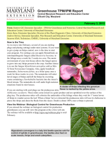 Greenhouse TPM/IPM Report  February 3, 2015