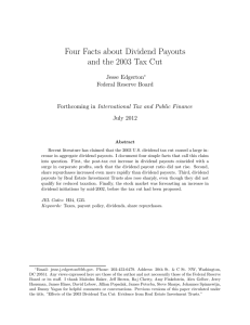 Four Facts about Dividend Payouts and the 2003 Tax Cut Jesse Edgerton