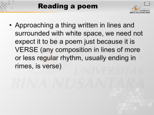 Reading a poem • Approaching a thing written in lines and
