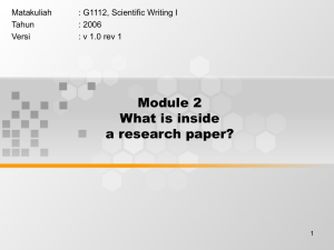 Module 2 What is inside a research paper? Matakuliah