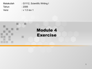 Module 4 Exercise Matakuliah : G1112, Scientific Writing I
