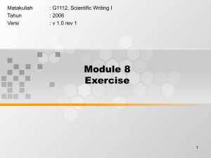 Module 8 Exercise Matakuliah : G1112, Scientific Writing I