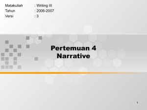 Pertemuan 4 Narrative Matakuliah : Writing III