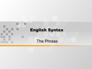 English Syntax The Phrase