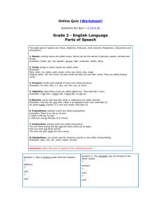 Grade 2 - English Language Parts of Speech ( )