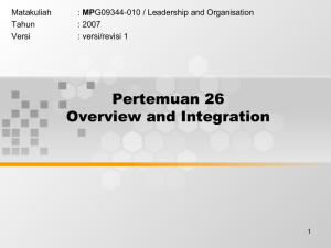 Pertemuan 26 Overview and Integration Matakuliah MP